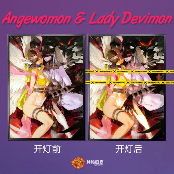 【海外代購】神秘畫廊 黑科技光導天女獸VS女惡魔獸 裝飾畫 