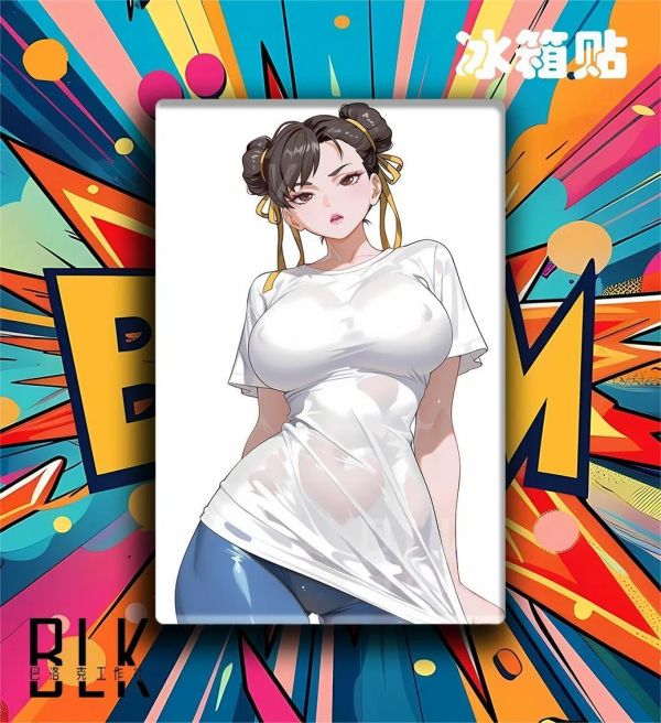 【海外代購】巴洛克《白色春麗》街頭霸王裝飾畫冰箱貼 