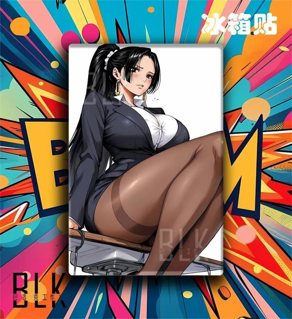 【海外代購】巴洛克 《黑絲女帝》海賊王波雅漢庫克裝飾畫冰箱貼 