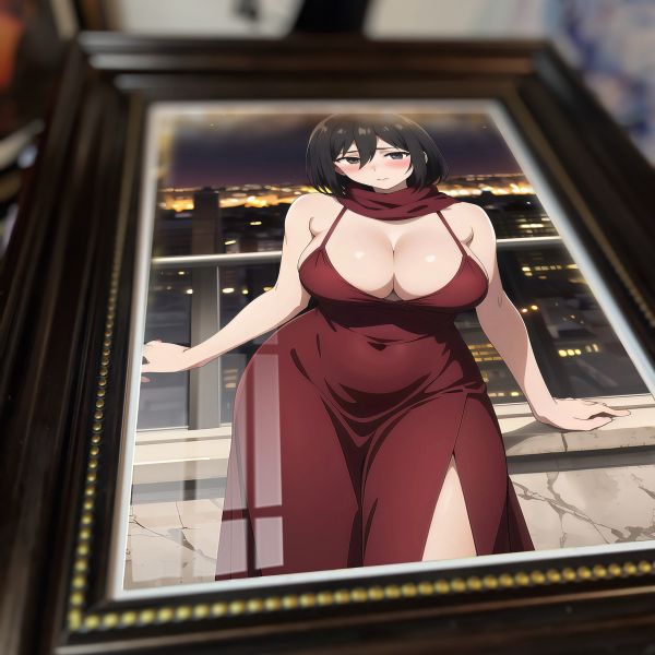 【海外代購】阿喵畫社 紅禮服 三笠復古款 8k復古款主題高清裝飾畫 護腕滑鼠墊 冰箱貼