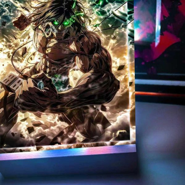 【海外代購】阿喵畫社 進擊的巨人 艾倫巨人化發光卡磚 2cm厚大號特效發光手辦架展示磚 