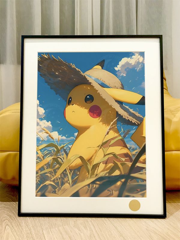 【海外代購】星空 《草帽皮卡丘》寶可夢神奇寶貝Gengar寵物小精靈Pikachu二次元裝飾畫 