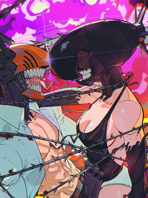 【海外代購】星空 《bomb love》Chainsaw Man電鋸人Reze瑪奇瑪早川秋電次蕾塞篇鏈鋸人動漫裝飾畫 