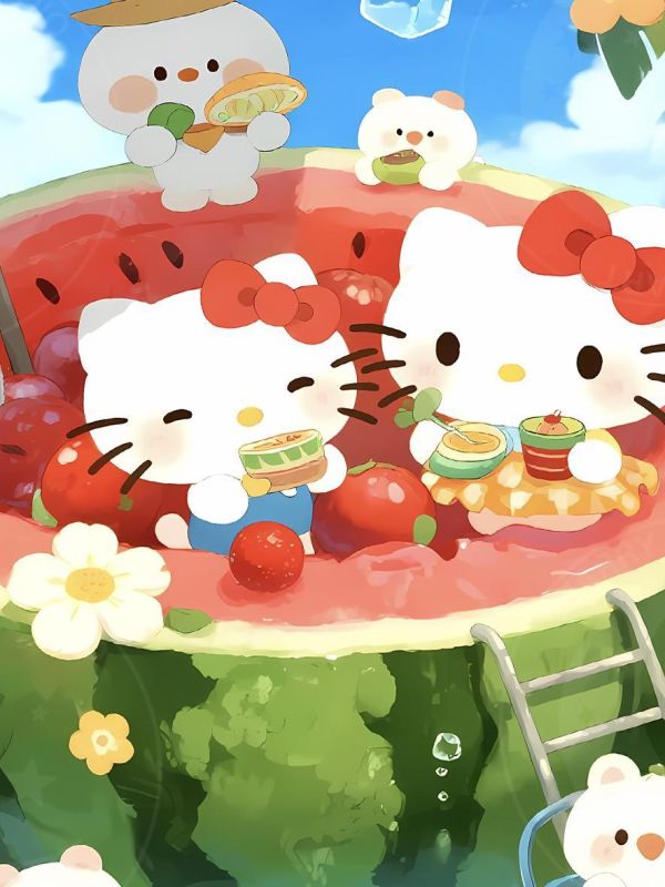 【海外代購】星空 《西瓜kitty》Hello Kitty凱蒂貓堤提貓吉蒂貓三麗鷗動漫裝飾畫 