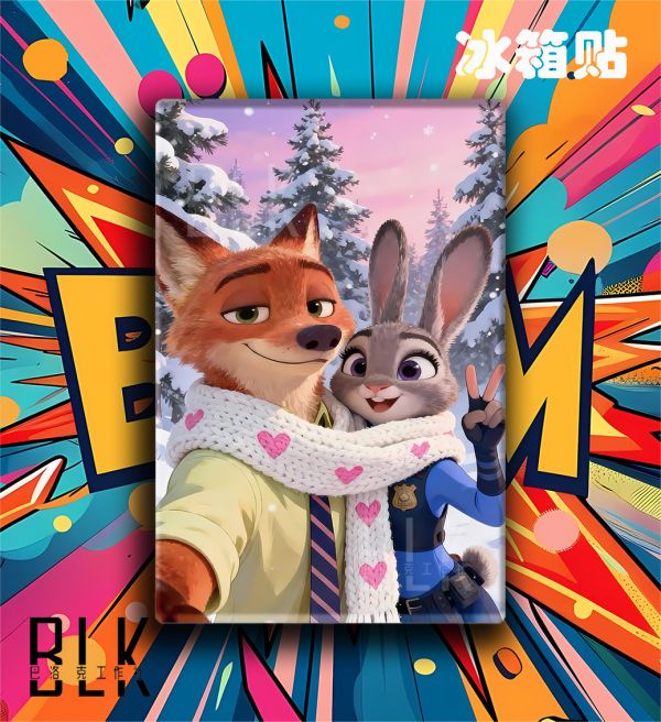 【海外代購】巴洛克 《冬日動物城》尼克狐兔子警官瘋狂動物城Zootopia2閃電動漫裝飾畫 