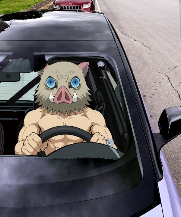 【海外代購】千鳥社《汽車前擋遮陽—伊之助》 夏季汽車遮陽防曬前擋開車二次元鬼滅之刃嘴平伊之助鬼殺隊豬頭 