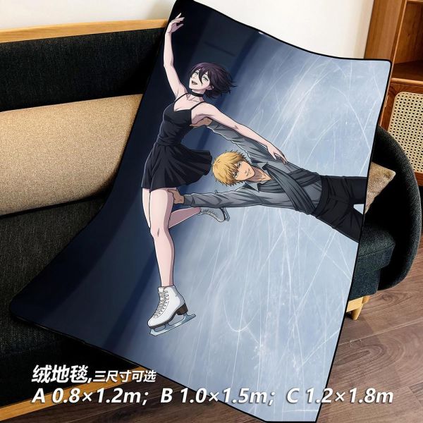 【海外代購】千鳥社 《花式滑冰 電次與蕾塞》 電次蕾塞鏈鋸人花式滑冰午睡毯地毯裝飾畫 
