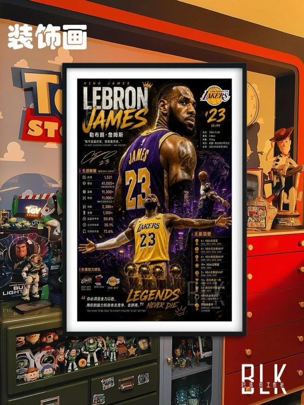 【海外代購】巴洛克 《數據詹姆斯》LBJ小皇帝NBA裝飾畫冰箱貼 