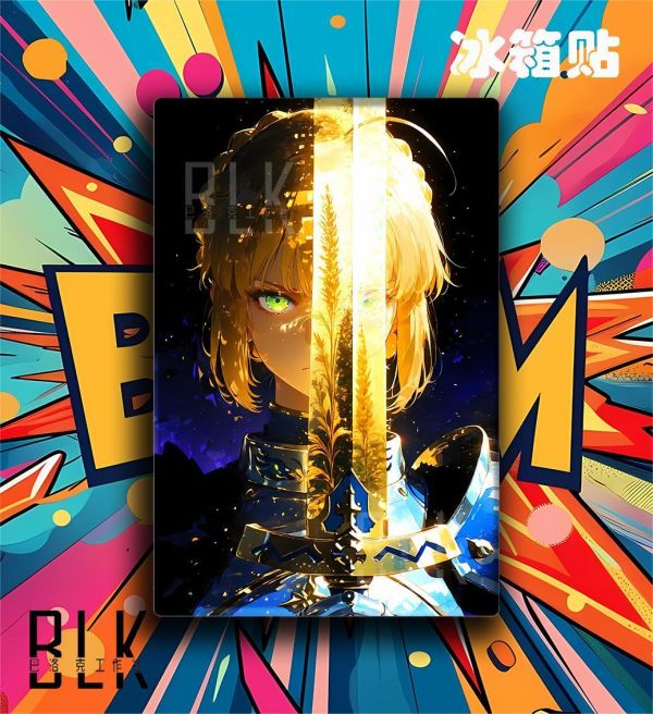 【海外代購】巴洛克 《聖劍saber》阿爾托莉雅·潘德拉貢亞瑟王裝飾畫冰箱貼 