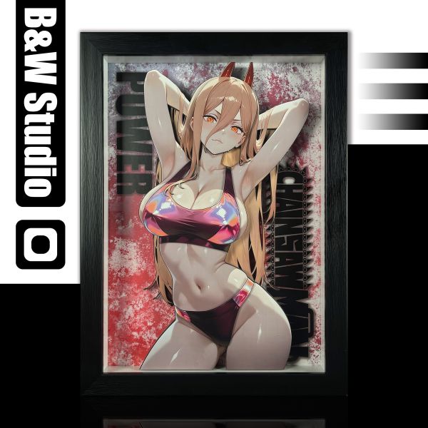 【海外代購】黑白畫映 B&W Chainsaw Man 帕瓦 泳裝立體裝飾畫 