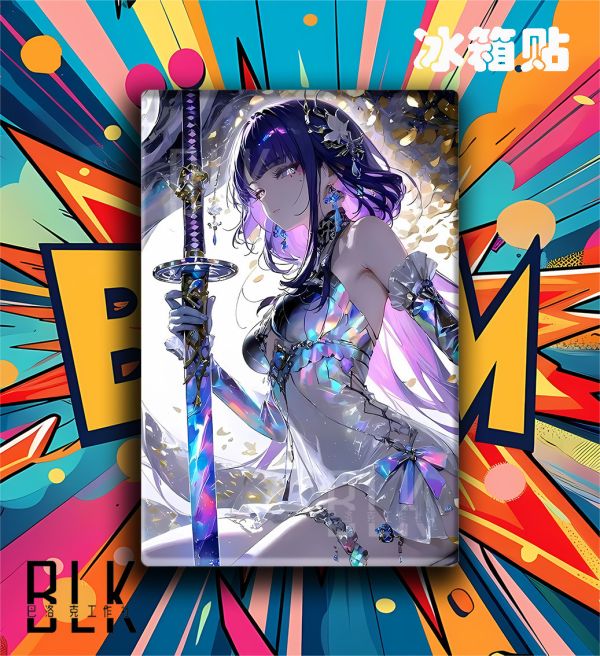 【海外代購】巴洛克 流光雷電將軍原神Raiden Shogun影稻妻動漫裝飾畫/冰箱貼 