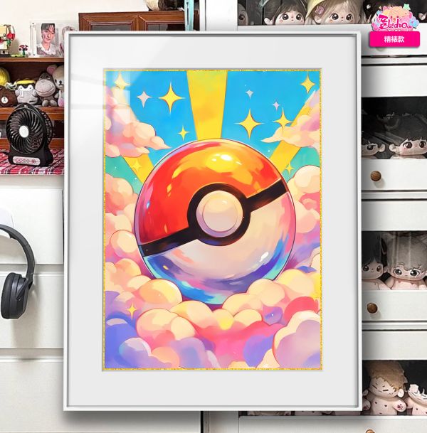【海外代購】阿喵畫社 寶可夢 五彩精靈球 超清裝飾畫 