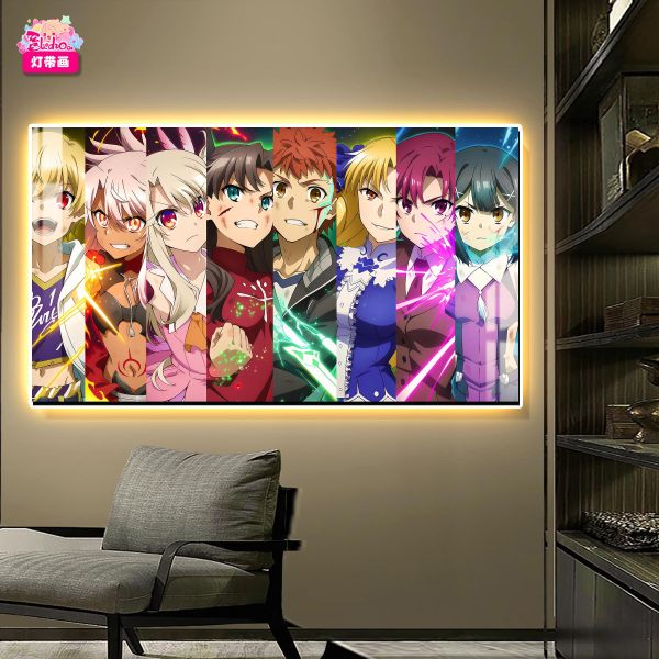 【海外代購】阿喵畫社 Fate主角團 主題裝飾氛圍感發光燈帶裝飾畫 發光滑鼠墊 床頭地墊 