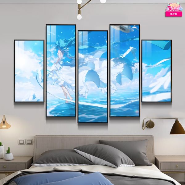 【海外代購】阿喵畫社 風之海 初音未來異形 超清大背景五幅套裝裝飾畫 