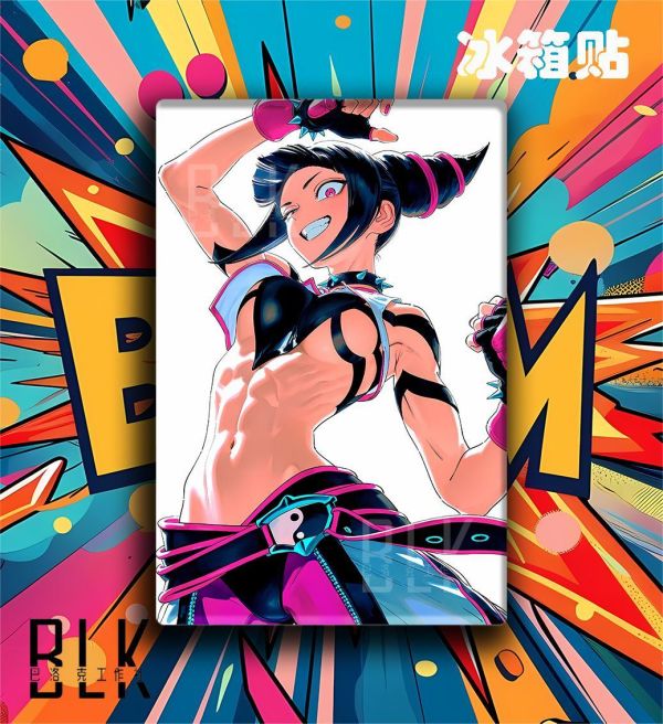 【海外代購】巴洛克 《活力韓蛛莉》Han Juri街頭霸王春麗不知火舞快打旋風動漫遊戲裝飾畫冰箱貼 