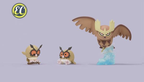【海外代購】EC 寶可夢圖鑑1/20 貓頭鷹進化組（3隻一組） 
