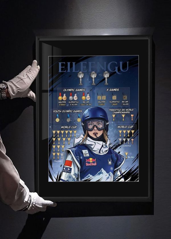 【海外代購】千鳥社 《谷愛凌榮譽》谷愛凌榮譽金自由滑雪青蛙公主應援裝飾畫 