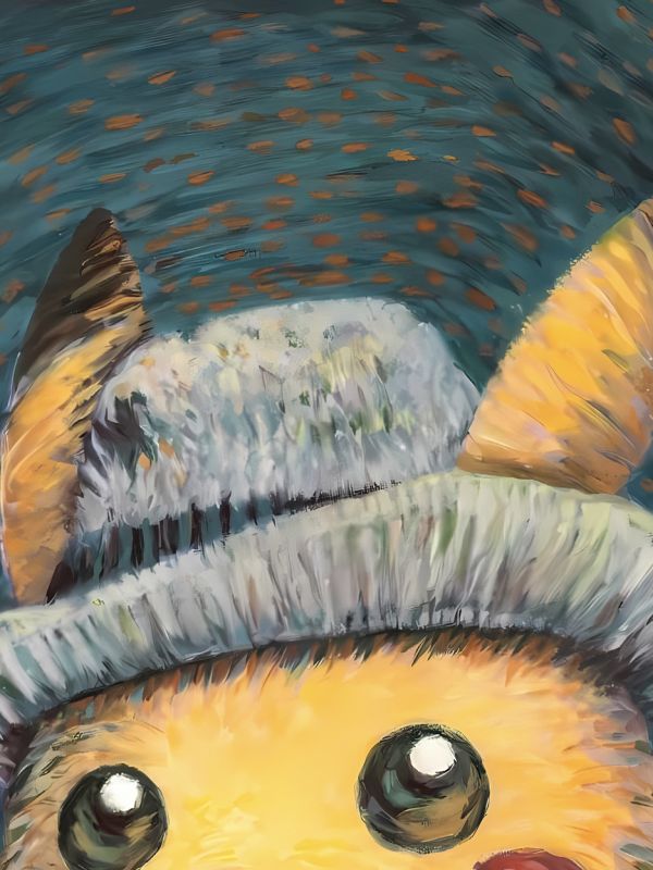 【海外代購】星空 《梵谷皮卡丘》寶可夢神奇寶貝小智寵物小精靈Pikachu二次元裝飾畫 