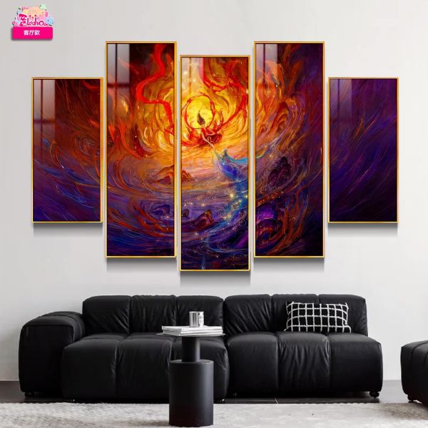 【海外代購】阿喵畫社 哪吒敖丙水火同生五幅套組 異形套組裝飾畫 特大徽章 發光滑鼠墊  地墊 