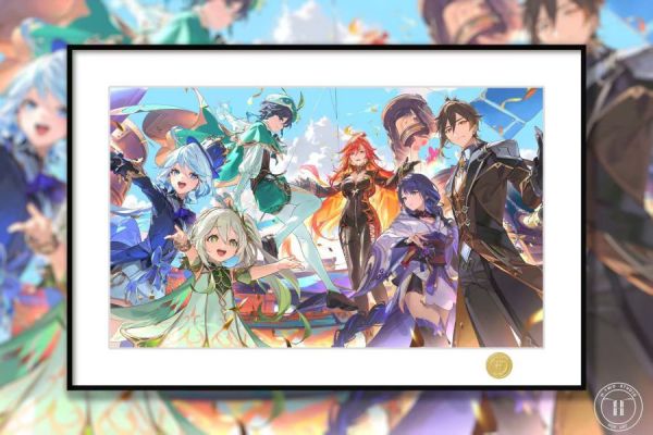【海外代購】H2 《六神》原神雷電將軍溫迪芙寧娜鍾離納西妲瑪薇卡裝飾畫 