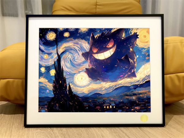 【海外代購】星空 《星月夜耿鬼》神奇寶貝寶可夢寵物小精靈裝飾畫 