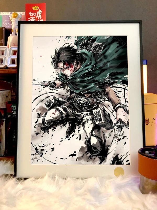 【海外代購】星空 《水墨兵長》利威爾Levi進擊的巨人裝飾畫 