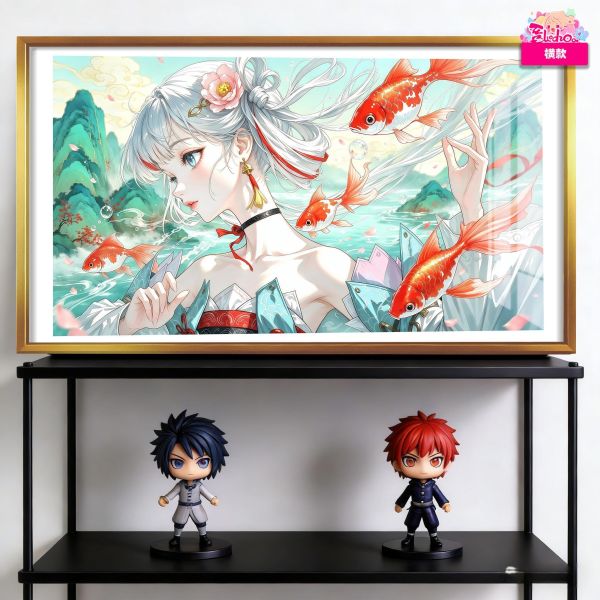 【海外代購】阿喵畫社 錦鯉賜福 今汐國風大橫款 新品12k主題超清裝飾畫 