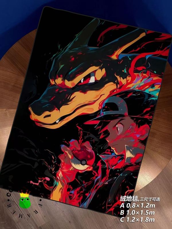 【海外代購】皇呱  《小智與噴火龍》 寶可夢小智與噴火龍同人周邊裝飾畫 午睡毯 地毯 