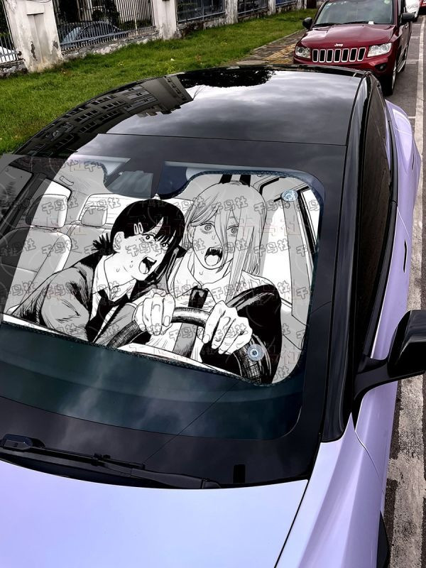 【海外現貨】千鳥社 《汽車前擋遮陽—帕瓦和東山小紅 》 二次元汽車遮陽防曬前擋開車鏈鋸人電鋸人帕瓦東山小紅血之魔人 