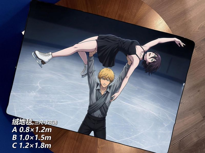 【海外代購】千鳥社 《花式滑冰 電次與蕾塞》 電次蕾塞鏈鋸人花式滑冰午睡毯地毯裝飾畫 