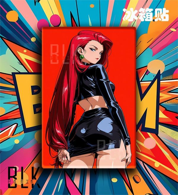 【海外代購】巴洛克 《回眸武藏》喵喵小次郎寶可夢神奇寶貝火箭隊皮卡丘動漫裝飾畫冰箱貼 