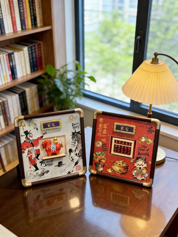 【海外代購】千鳥社 《算盤與福馬》馬年春節算盤招財財神福祿新年禮物孫悟空轉運裝飾畫 