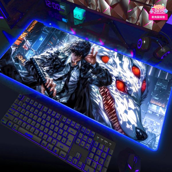 【海外代購】阿喵畫社 鏈鋸人墨染 早川秋五幅套組 新品異形套組裝飾畫 發光滑鼠墊 床頭地墊 