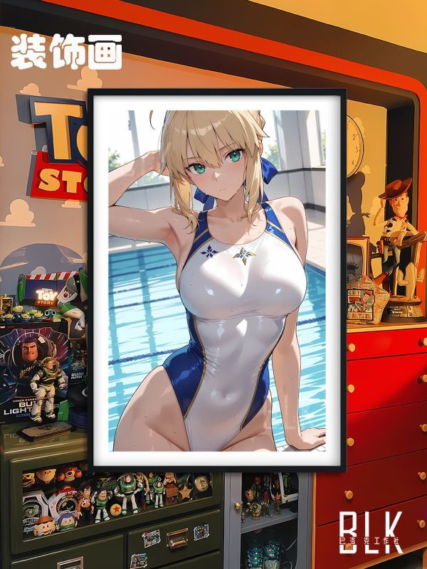 【海外代購】巴洛克  《泳池saber》Fate/stay night吾王阿爾托莉雅·潘德拉貢亞瑟王二次元裝飾畫冰箱貼 