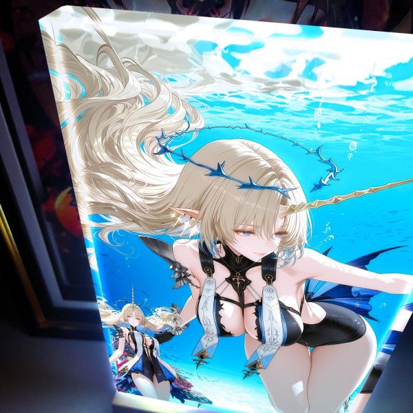 【海外代購】阿喵畫社 深海 卡提希亞 2cm厚大號特效發光手辦架展示磚 