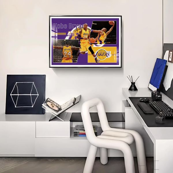 【海外代購】阿喵畫社 洛杉磯湖人隊背景牆四宮格 8k主題高清裝飾畫 