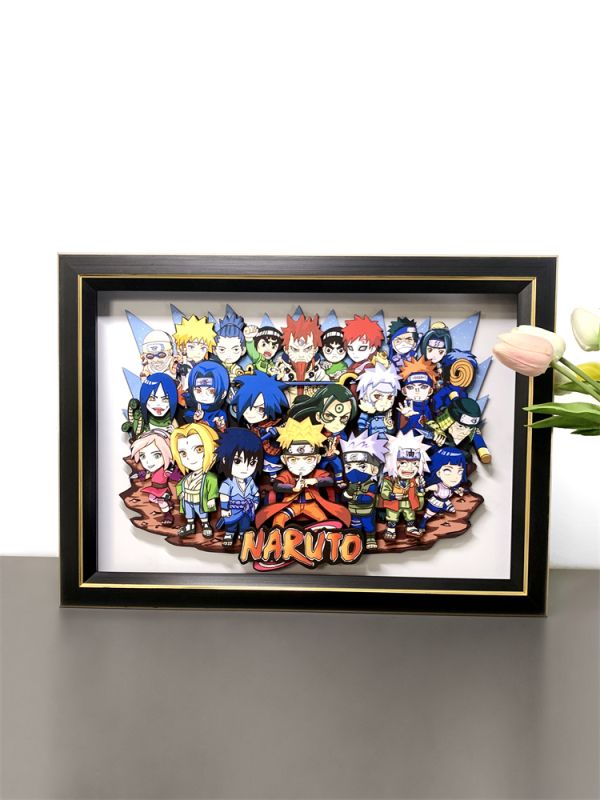 【海外代購】萌萌匠 q版歷代鳴人佐助 全家福裝飾立體畫01 