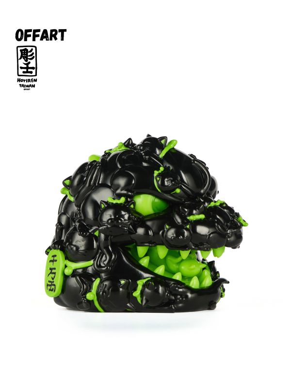 【預定】OFFART 阿壬 百貓紅蓮 Mini 迷你招財頭雕－墨翠曜夜 