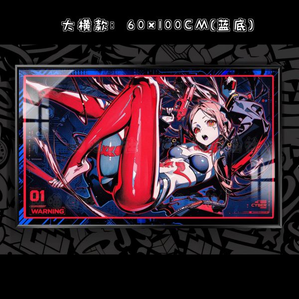 【海外代購】阿喵畫社 賽博撞色 麗貝卡 新品12K主題超清裝飾畫 發光滑鼠墊 床頭地墊 