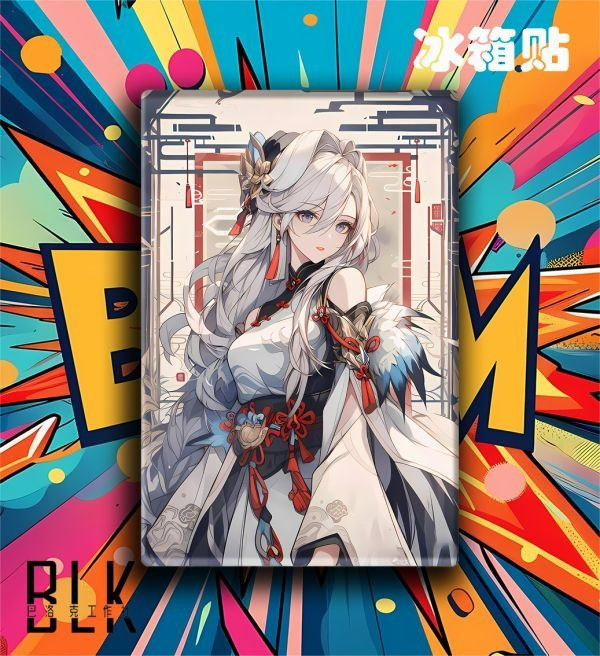【海外代購】巴洛克 申鶴孤辰煢懷原神雷電將軍裝飾畫/冰箱貼 