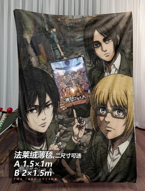 【海外代購】千鳥社 《兵團三人組》進擊的巨人完結調查兵團午睡毯地毯裝飾畫 午睡毯 地毯 