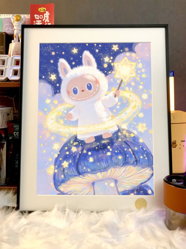 【海外代購】星空《星星拉布布》LABUBU潮流藝術版畫動畫二次元裝飾畫 