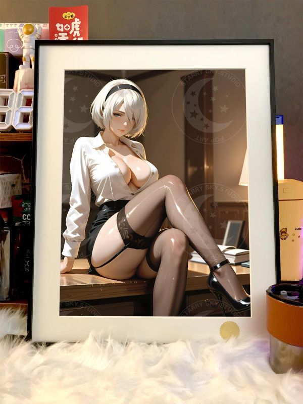 【海外代購】星空 《秘書2B》尤爾哈YoRHa尼爾機械紀元夜刃二號B型動漫裝飾畫 