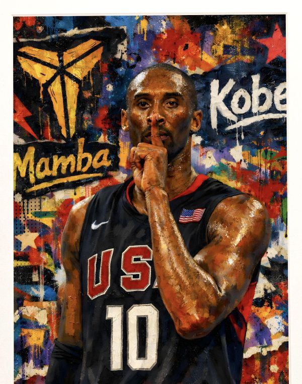 【海外代購】H2 《奧運科比》黑曼巴NBA科比布萊恩小飛俠美國夢幻隊裝飾畫 