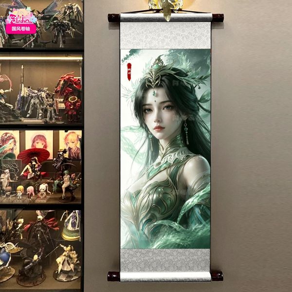 【海外代購】阿喵畫社 柳神半身像 國風捲軸錦緞高清精裱畫 