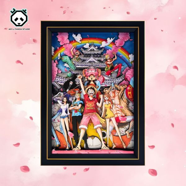 【海外代購】凹凸 panda 海賊王櫻花季動漫手作紙藝立體裝飾掛畫 