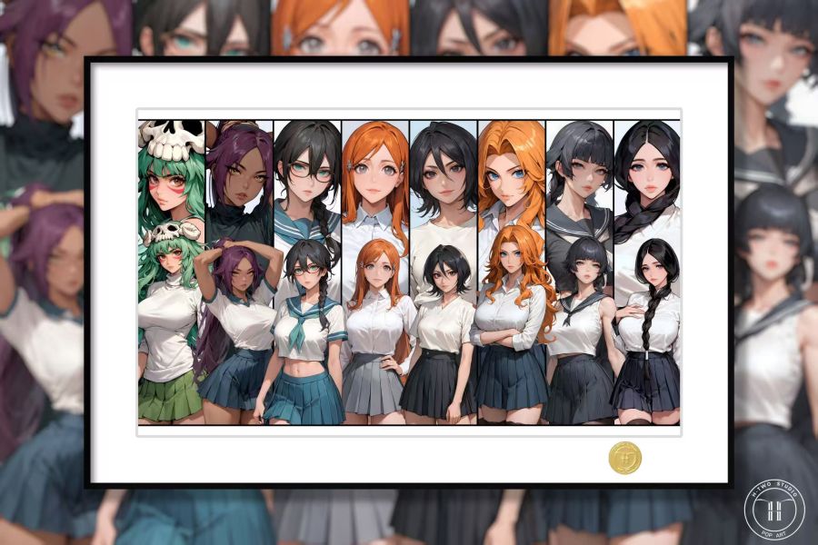 【海外代購】H2 《JK死神》井上織姬露琪亞夜一妮露松本亂菊碎蜂動漫裝飾畫 