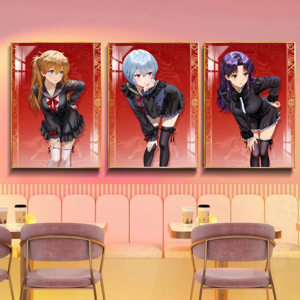 【海外代購】阿喵畫社 新年限定 馬到成功明日香綾波麗葛城三聯 Eav新品8k主題高清裝飾畫 