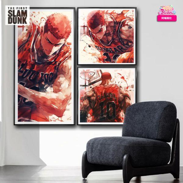 【海外代購】阿喵畫社 鐵血 櫻木花道 灌籃高手三宮格高清裝飾畫 