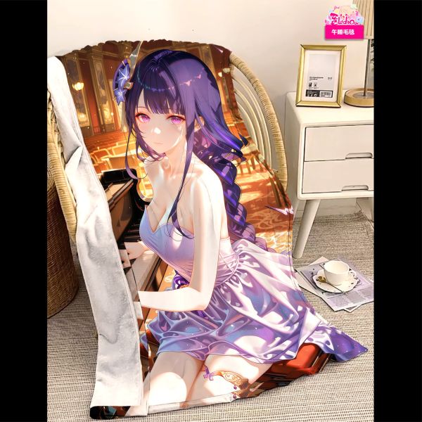【海外代購】阿喵畫社 晚會 盛裝禮服雷電將軍 8k超大高清裝飾畫 床頭地墊 午睡毛毯 